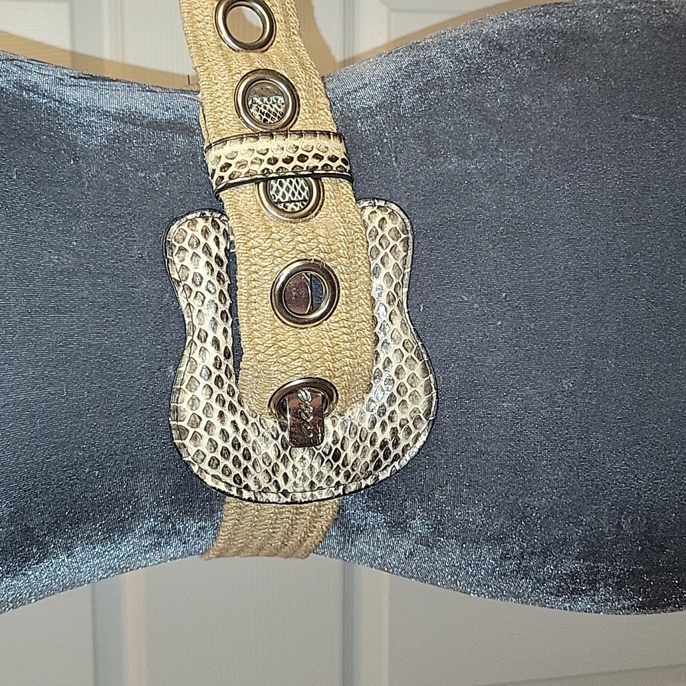 Guess Real Snakeskin Big Buckle Stretch Belt